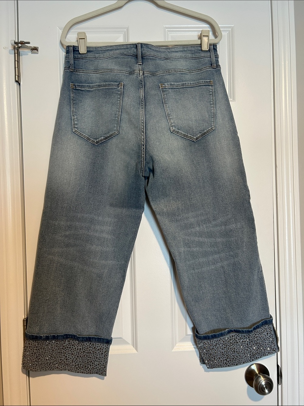 Simply Vera Light Blue Wide Leg Jeans w/ Embellished Cuffs Women's 12 Petite - Picture 9 of 11